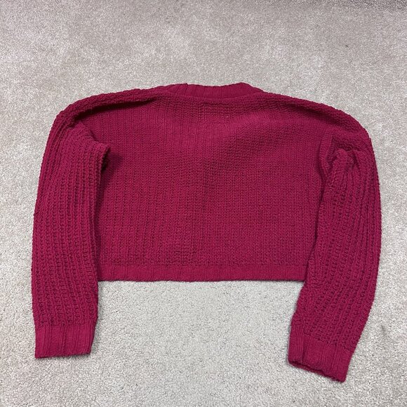 Hollister Sweater Women’s Red Button Up Cropped Long Sleeve Size Small - Picture 8 of 11